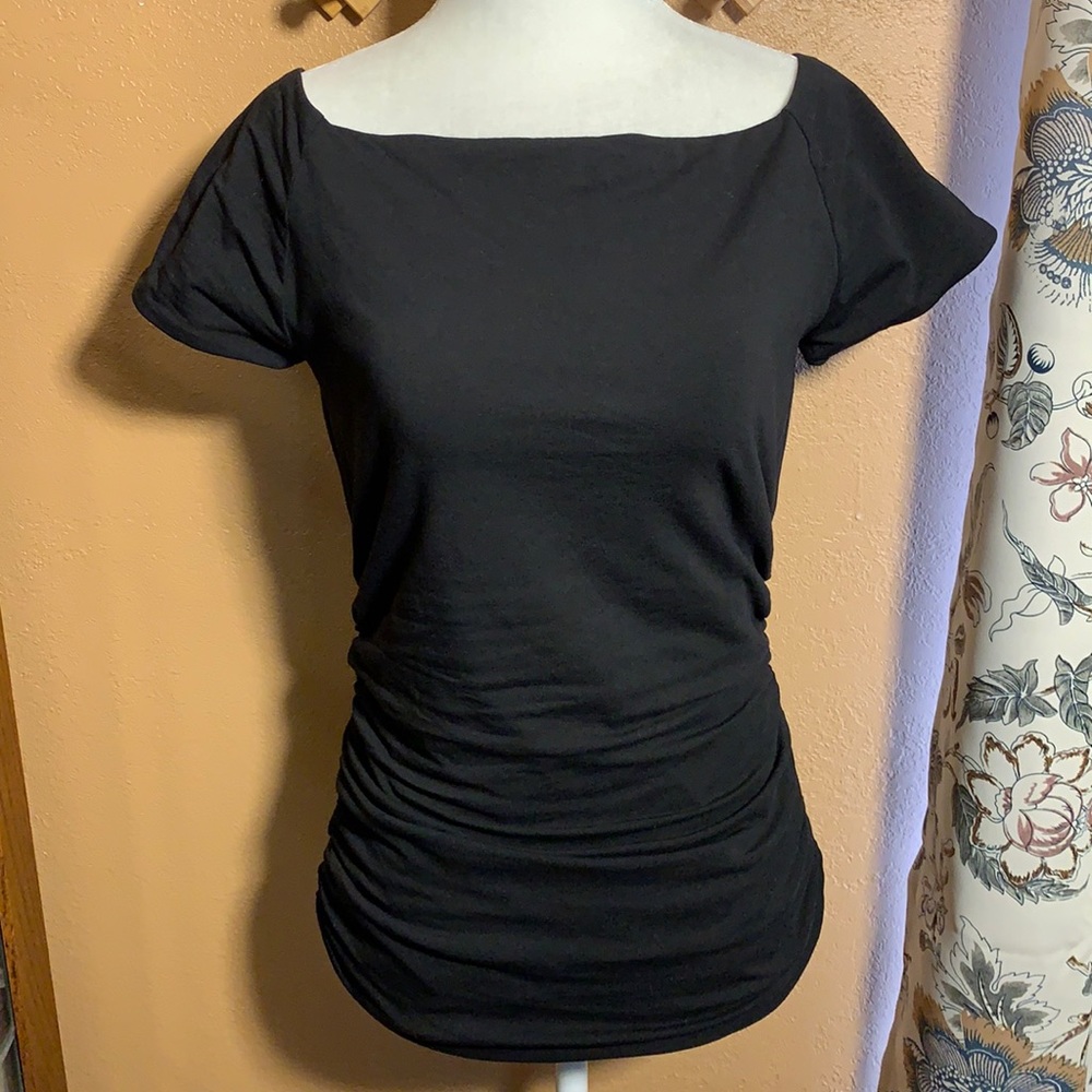 Boden Black Ruched Blouse